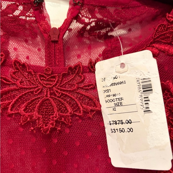 Zuhair Murad Red Lace Pencil Midi Gown Never Worn With Tags - Picture 3 of 8